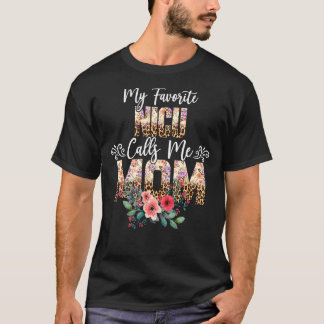 My Favourite Nicu Calls Me Mum Leopard Floral Desi T-Shirt