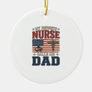 My Favourite Nurse Calls Me Dad Vintage Shirt Desi Ceramic Tree Decoration