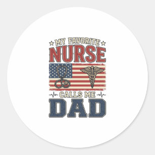 My Favourite Nurse Calls Me Dad Vintage Shirt Desi Classic Round Sticker
