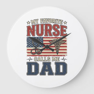 My Favourite Nurse Calls Me Dad Vintage Shirt Desi Large Clock