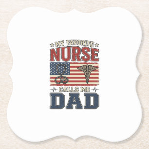 My Favourite Nurse Calls Me Dad Vintage Shirt Desi Paper Coaster