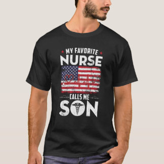 My Favourite Nurse Calls Me Son American Flag Swea T-Shirt