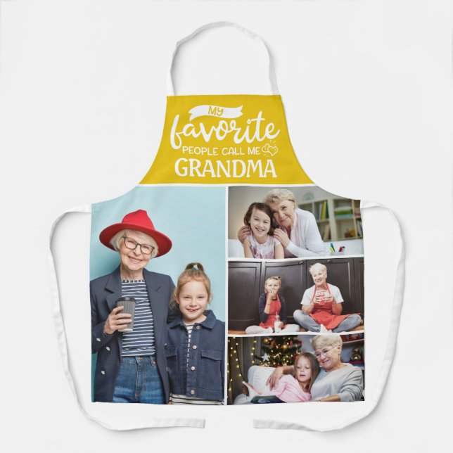 My favourite people call me| 4 family photo collag apron (Front)