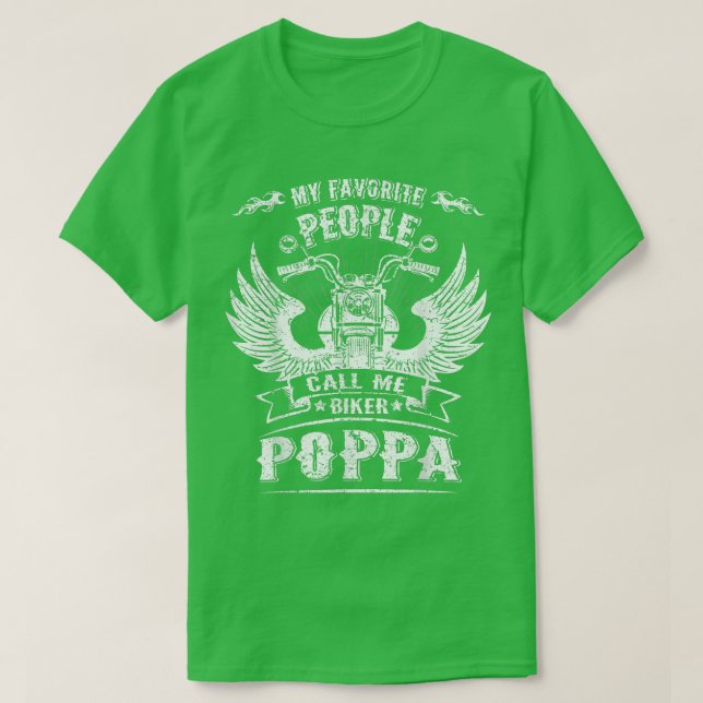 My Favourite People Call Me Biker Poppa Grandpa Mo T-Shirt (Design Front)