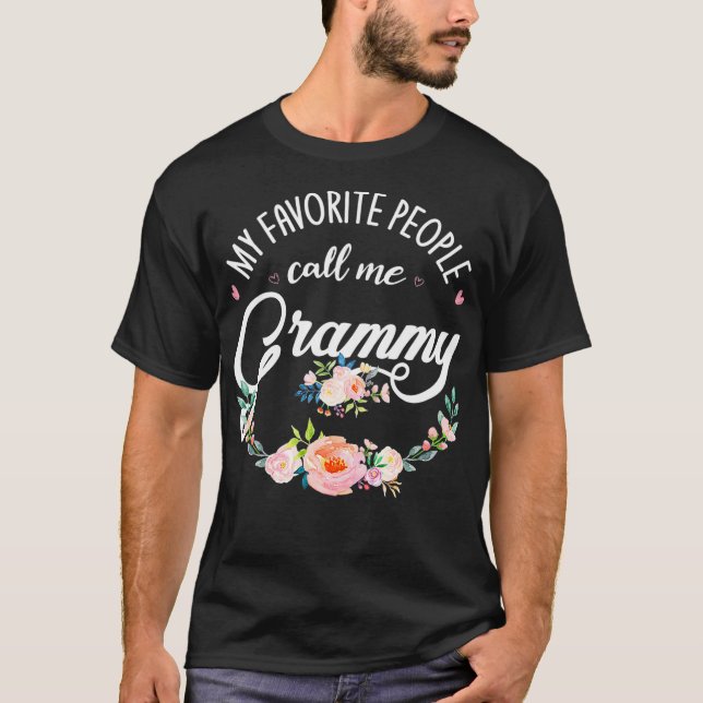 My Favourite People Call Me Grammy Floral Grandma T-Shirt (Front)