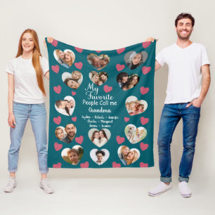 My Favourite People call Me Grandma Custom Photos Fleece Blanket