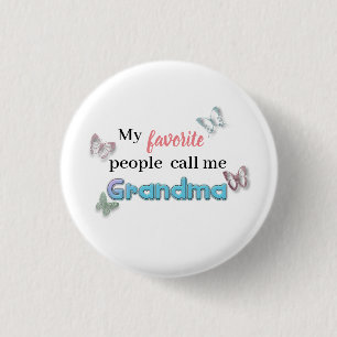 My Favourite People Call Me Grandma Heart Butterfl 3 Cm Round Badge