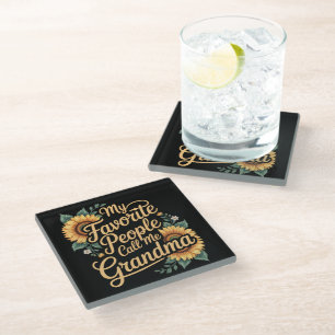 My Favourite People Call Me Grandma Mother's Day Glass Coaster