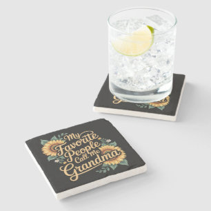 My Favourite People Call Me Grandma Mother's Day Stone Coaster