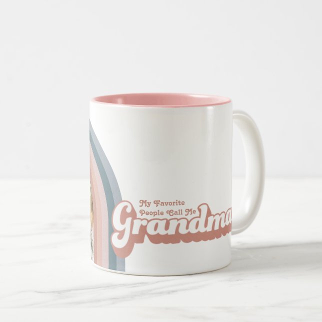 My Favourite People Call Me Grandma Rainbow Photo Two-Tone Coffee Mug (Front Right)