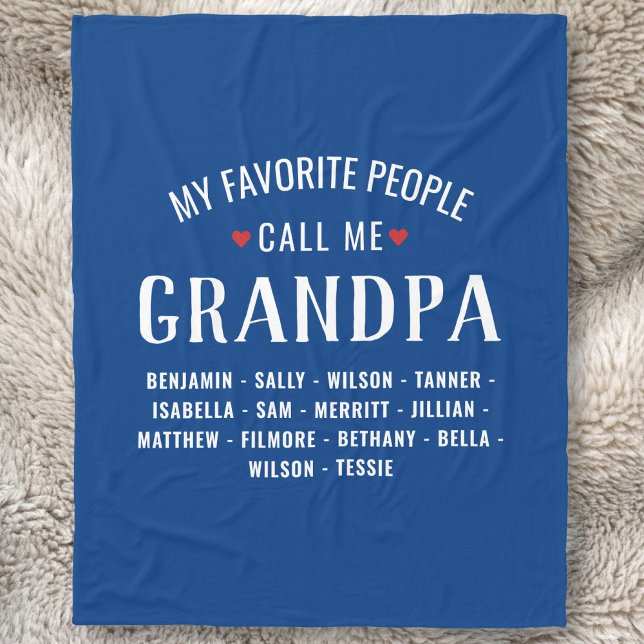 My Favourite People call Me Grandpa or Custom Name Fleece Blanket (Creator Uploaded)