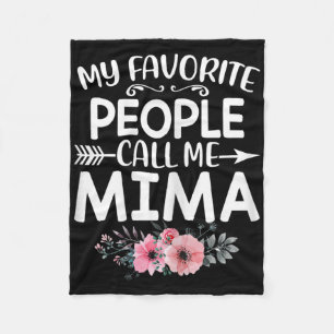 My Favourite People Call Me Mima Cute Pink Floral  Fleece Blanket