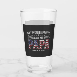 My Favourite People Call Me Papa American Flag Glass
