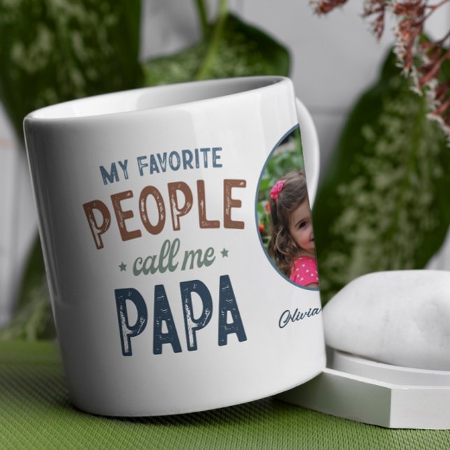 My Favourite People Call Me Papa Personalised Coffee Mug (This heartwarming coffee mug design blends playful typography with rustic, earthy colors.)
