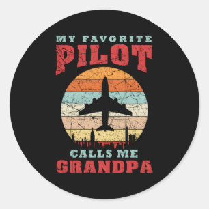 My Favourite Pilot Calls Me Grandpa Classic Round Sticker