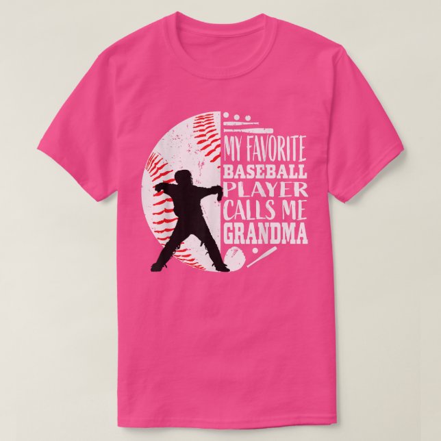 My Favourite Player Baseball Catcher Grandma Quote T-Shirt (Design Front)