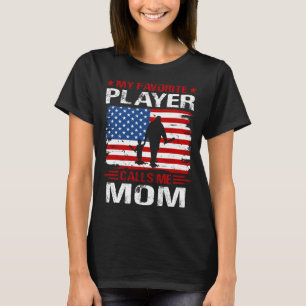 My Favourite Player Calls Me MOM Baseball USA Flag T-Shirt