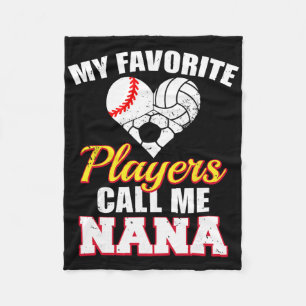My Favourite Players Baseball Volleyball Soccer Na Fleece Blanket