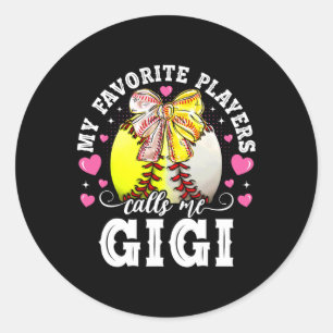 My Favourite Players Call Me Gigi Bysebyll Softbyl Classic Round Sticker