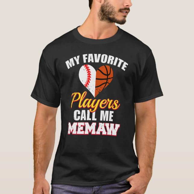My Favourite Players Call Me Memaw Baseball Basket T-Shirt (Front)