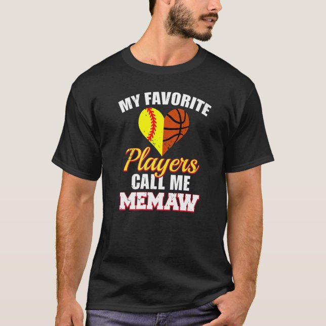 My Favourite Players Call Me Memaw Softball Basket T-Shirt (Front)