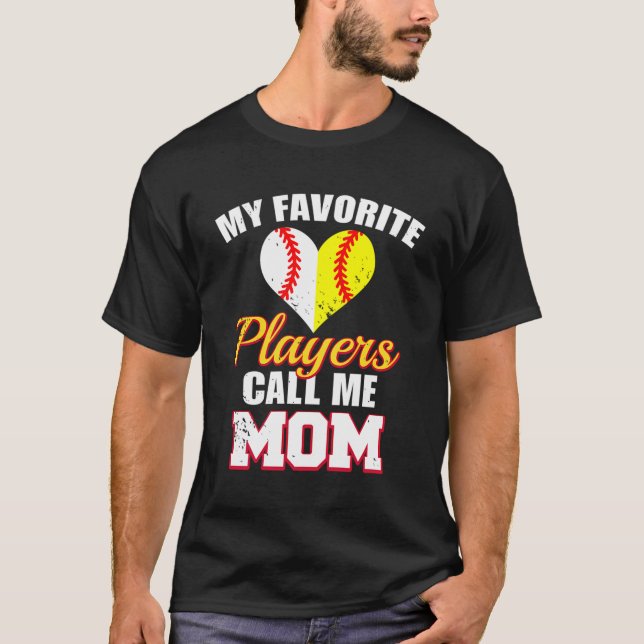 My Favourite Players Call Me Mum Funny Baseball So T-Shirt (Front)