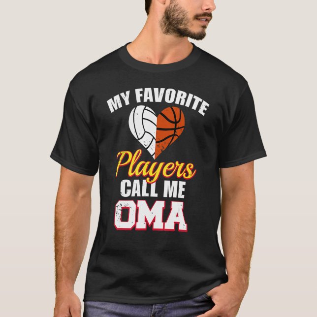 My Favourite Players Call Me Oma Volleyball Basket T-Shirt (Front)
