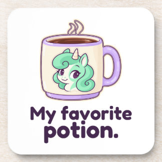 My Favourite Potion Clover Coffee Art Coaster