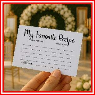 My Favourite Recipe Wedding Bridal Shower Enclosure Card