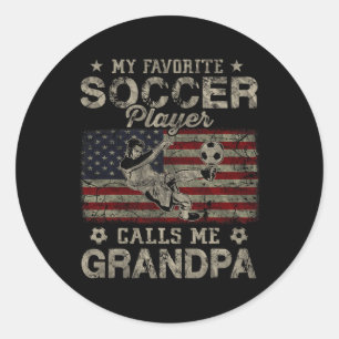 My Favourite Soccer Player Calls Me Grandpa Usa Fl Classic Round Sticker