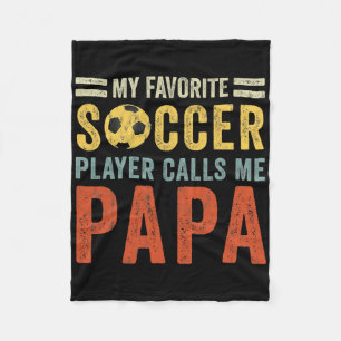 My Favourite Soccer Player Calls Me Papa Vintage D Fleece Blanket