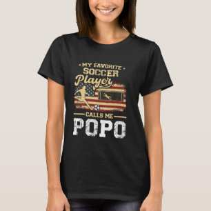 My Favourite Soccer Player Calls Me Popo US Flag F T-Shirt