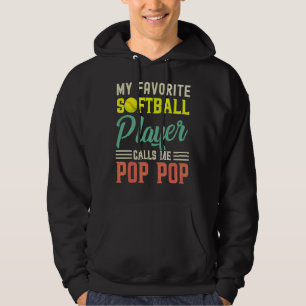 My Favourite Softball Player Calls Me Pop Pop Vint Hoodie