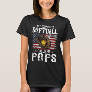 My Favourite Softball Player Calls Me Pops America T-Shirt