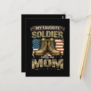 My favourite soldier calls me mum postcard
