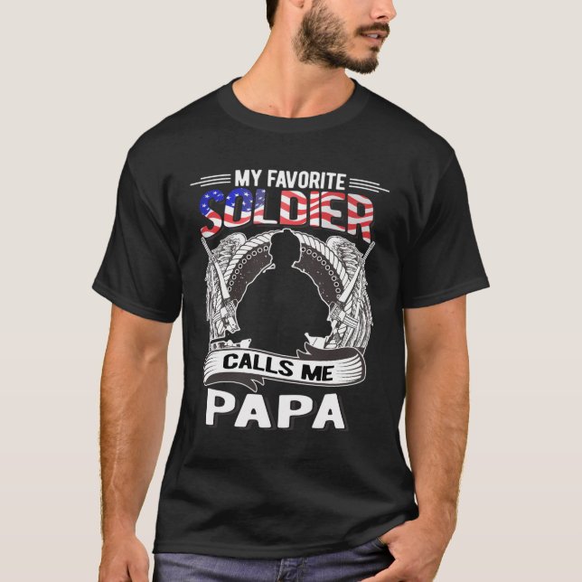 My Favourite Soldier Calls Me Papa Proud Army Gran T-Shirt (Front)