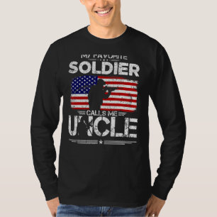 My Favourite Soldier Calls Me Uncle American Flag  T-Shirt