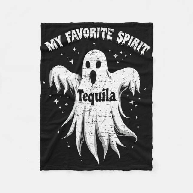 My Favourite Spirit Tequila Drinking Ghost Hallowe Fleece Blanket (Front)