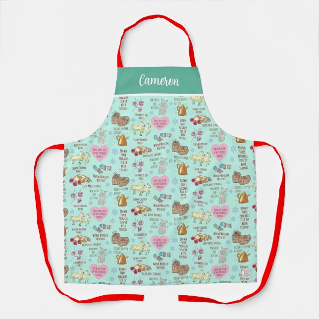 My Favourite Things Cute Nostalgic Retro Christmas Apron (Front)