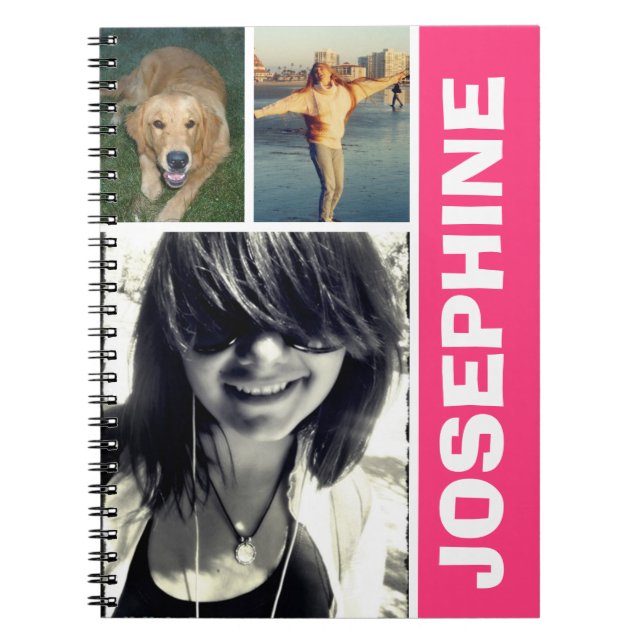 My favourite things hot pink photo collage journal (Front)