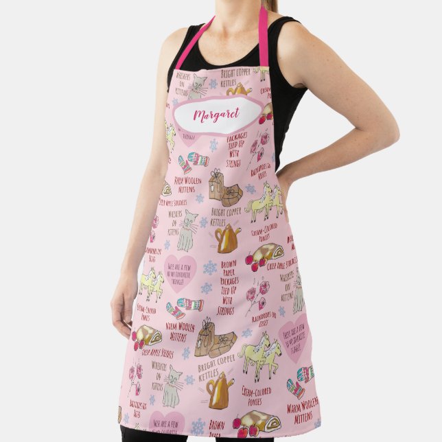 My Favourite Things Sound of Music Pink Monogram Apron (Insitu)