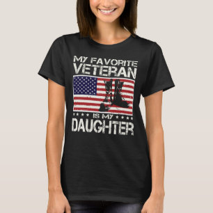 My Favourite Veteran Is My Daughter USA Flag  T-Shirt