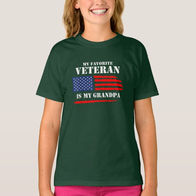 My Favourite Veteran Is My Grandpa Military T-Shirt (Front)