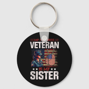 My Favourite Veteran Is My Sister Usa Flag Key Ring