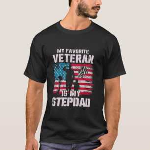 My Favourite Veteran Is My Stepdad American Flag F T-Shirt