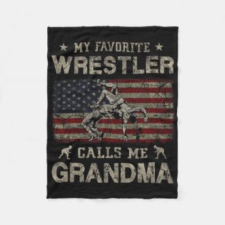 My Favourite Wrestler Calls Me Grandma Mother's Da Fleece Blanket