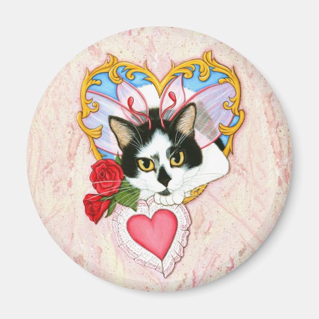 My Feline Valentine Cat Magnet (Front)
