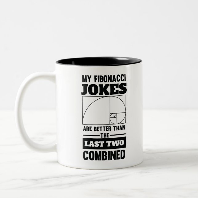 My Fibonacci Jokes Funny Math Spiral Joke Two-Tone Coffee Mug (Left)