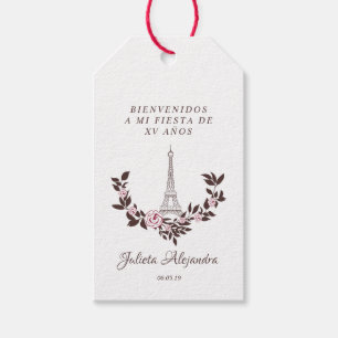 My Fifteen Years Old Floral Design Eiffel Tower Gift Tags