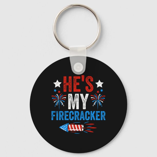 My Firecracker His And Hers 4th Of July Couples  Key Ring (Front)
